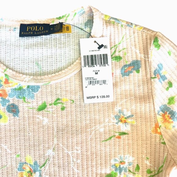 Ralph Lauren ‘Floral Bouquet’ Ribbed Short-Sleeve Lettuce Trimmed Light Weight t - Picture 5 of 13
